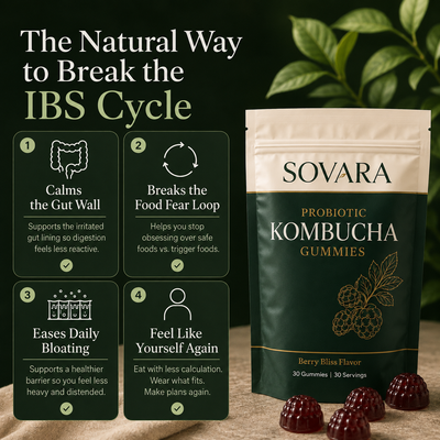 Sovara Kombucha Gummies for Chronic Bloating & Digestion