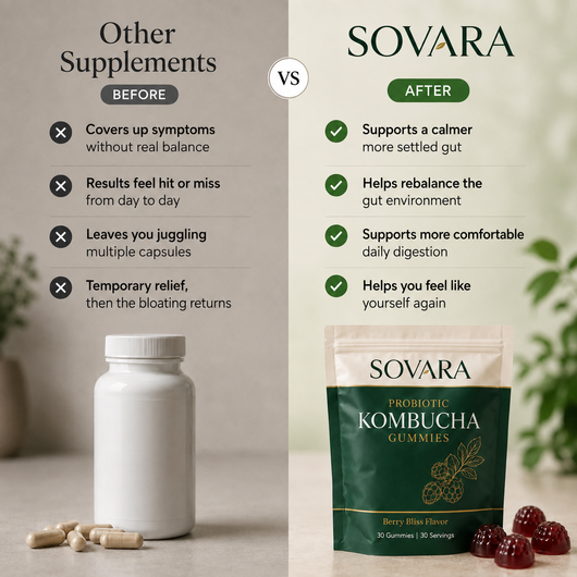 Sovara Kombucha Gummies for Chronic Bloating & Digestion